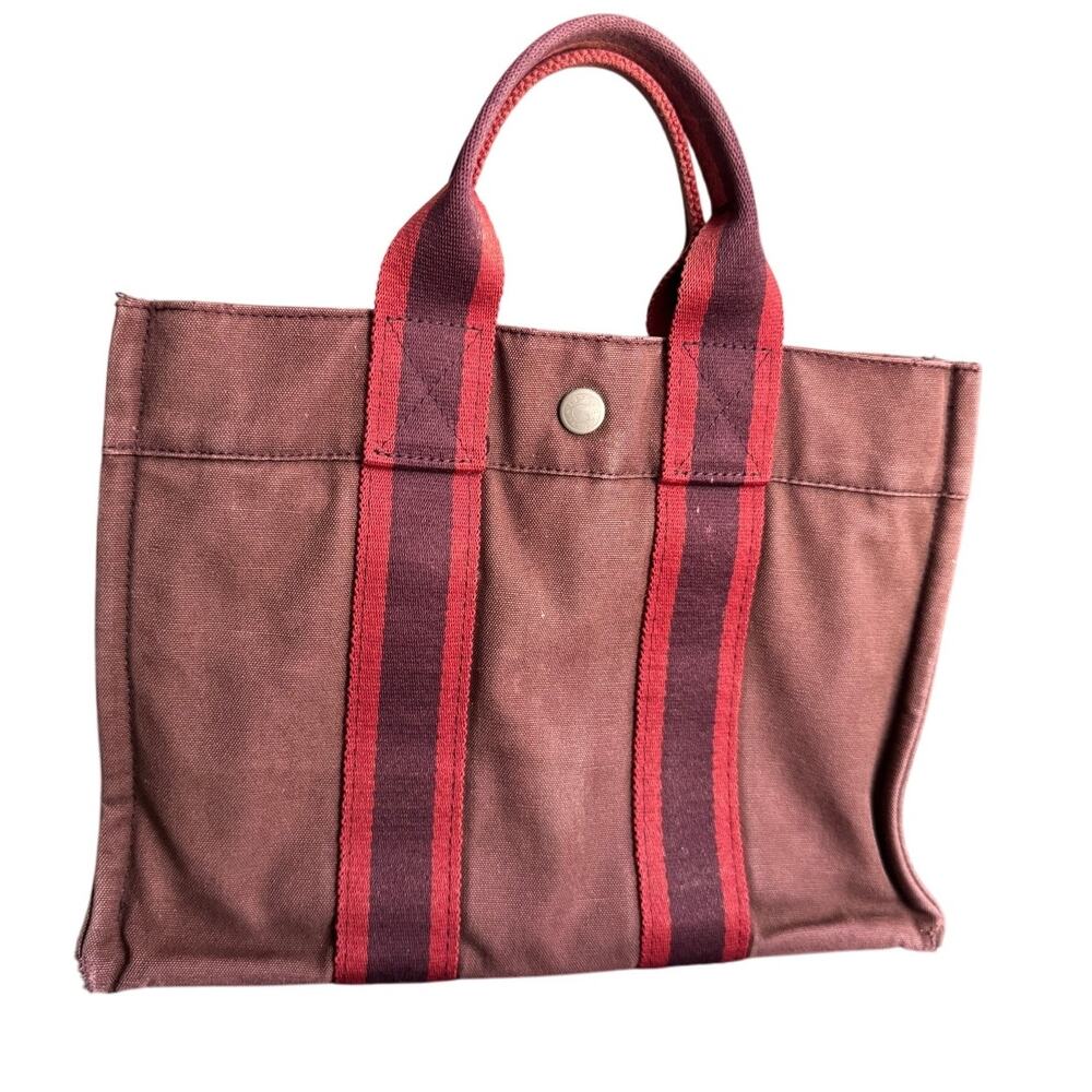 Authentic Vintage Hermes Canvas Herline PM‎ Small Tote - Picture 3 of 16